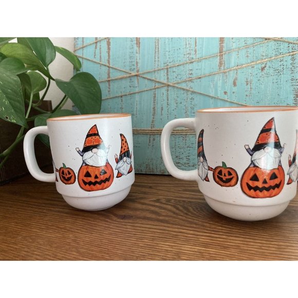 Cobwebs & Cauldrons Halloween Gnomes And Pumpkins Set of 2 MUG Stoneware - Picture 5 of 8